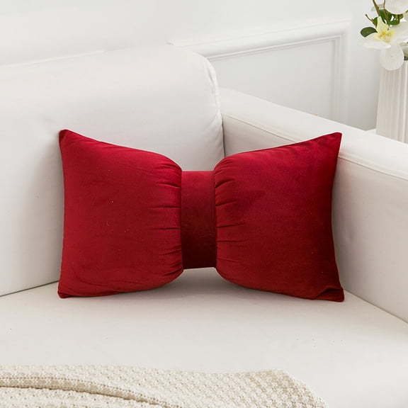 Red Bow Shaped Pillow,Soft Throw Pillows Aesthetic Decorative Pillows for Bed Sofa Couch Home Decor，30*50cm