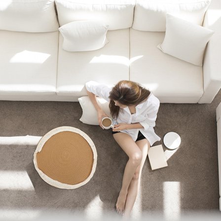 OFFIGAM Cotton Round Rug Rustic Home Decor Soft Floor Mat for Living Room Bedroom 1 Set