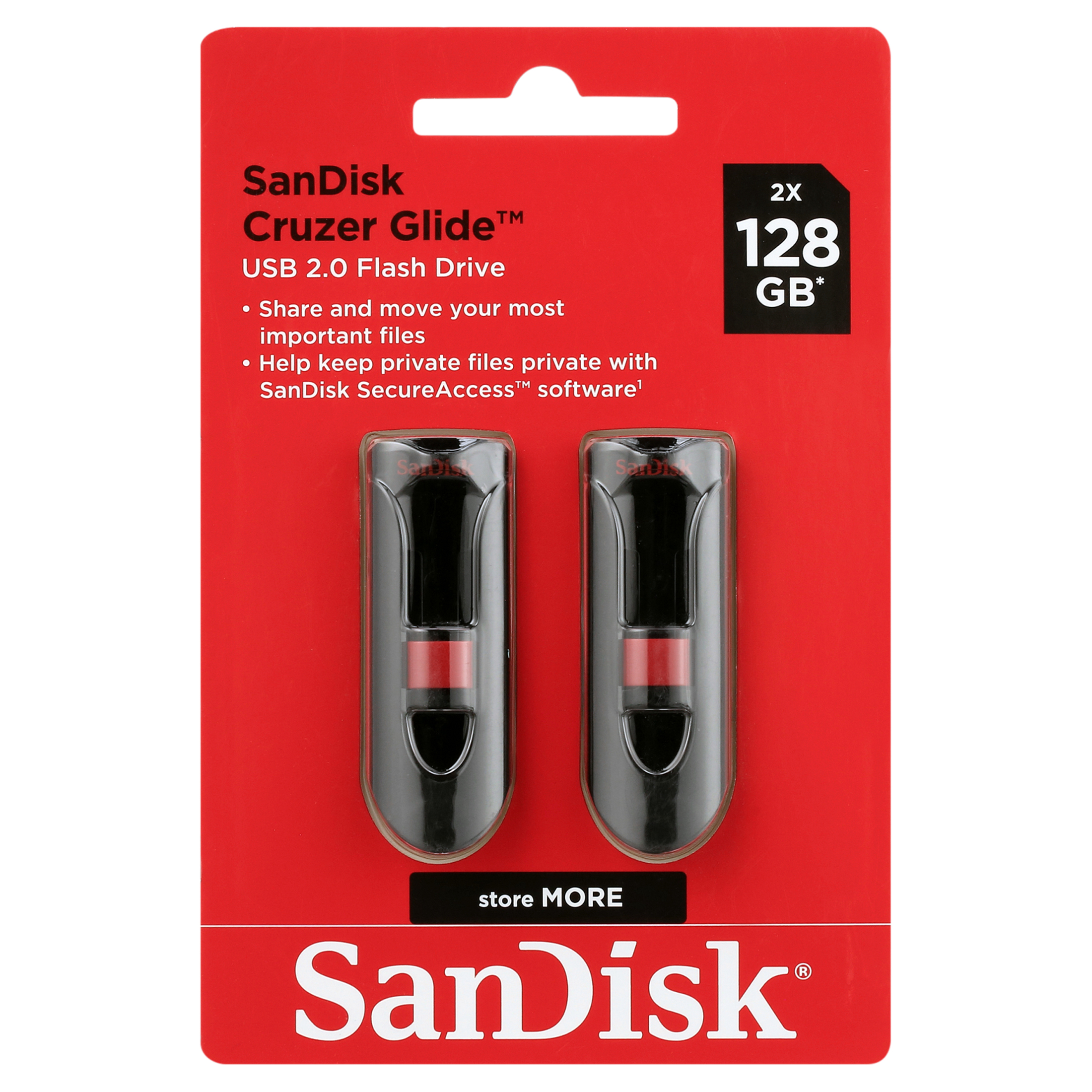 SanDisk Cruzer Glide 128GB USB 2.0 Flash Drive 2-Pack photo 2