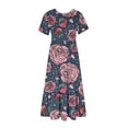 thumbnail image 3 of Amzcrzy Women's Summer Dresses 2024 Fashion Casual Bohemian Floral Beach Dresses Short Sleeve Crewneck Sundress Flowy Maxi Beach Dress Long Beach Midi Dress with Pockets S-2XL, 3 of 3