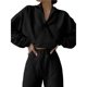 thumbnail image 2 of Conjunto de Dos Piezas para Mujer: Sudadera de Forro con Media Cremallera y Pantalón Deportivo Holgado con Bolsillos Negro S, 2 of 7