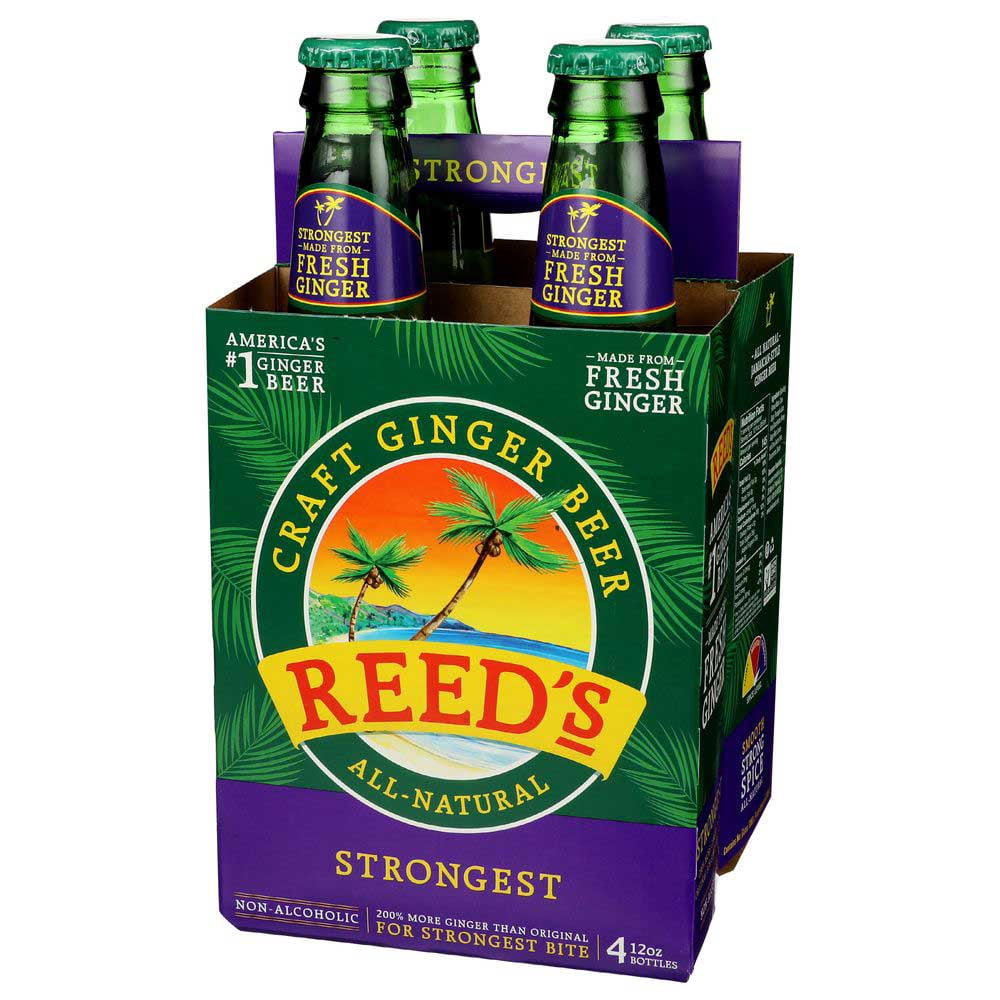 Reeds Strongest Ginger Beer, 12 Fluid Ounce Bottle - 4 count per pack -- 6 packs per Case.