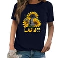 thumbnail image 2 of Women Flower Printing Shirts Short Sleeve Loose Tee Tops, 2 of 9