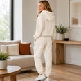 thumbnail image 7 of Trgacdwlo Fleece Lined Sweat Outfits for Women 2 Pieces Tracksuit Fuzzy Hoodie with Cuffed Jogger Sweatpants Fall Winter Plush Comfy Matching Sweat Sets for Women Beige XL, 7 of 7