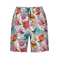 thumbnail image 7 of Disketp Men's Swim Trunks Hawaiian Breathable Surf Beach Swimsuits Mesh Lining Beach Shorts with Pockets-Skulls and Roses, 7 of 7