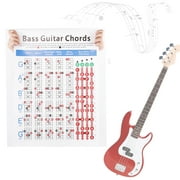 EBTOOLS Bass Guitar Chords Poster,Bass Guitar Chords Chart,Bass Guitar Chords Chart 4-String Beginner Finger Practice Musical Instrument Accessories