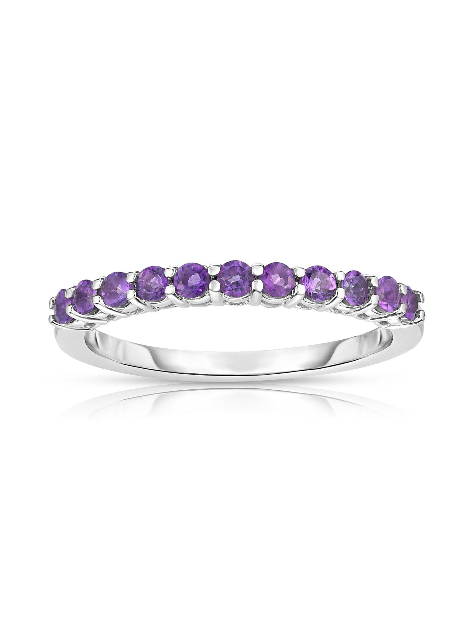 FB Jewels Set 925 Sterling Silver Genuine Amethyst Polished Genuine Amethyst And .025 CTW Diamond Earrings