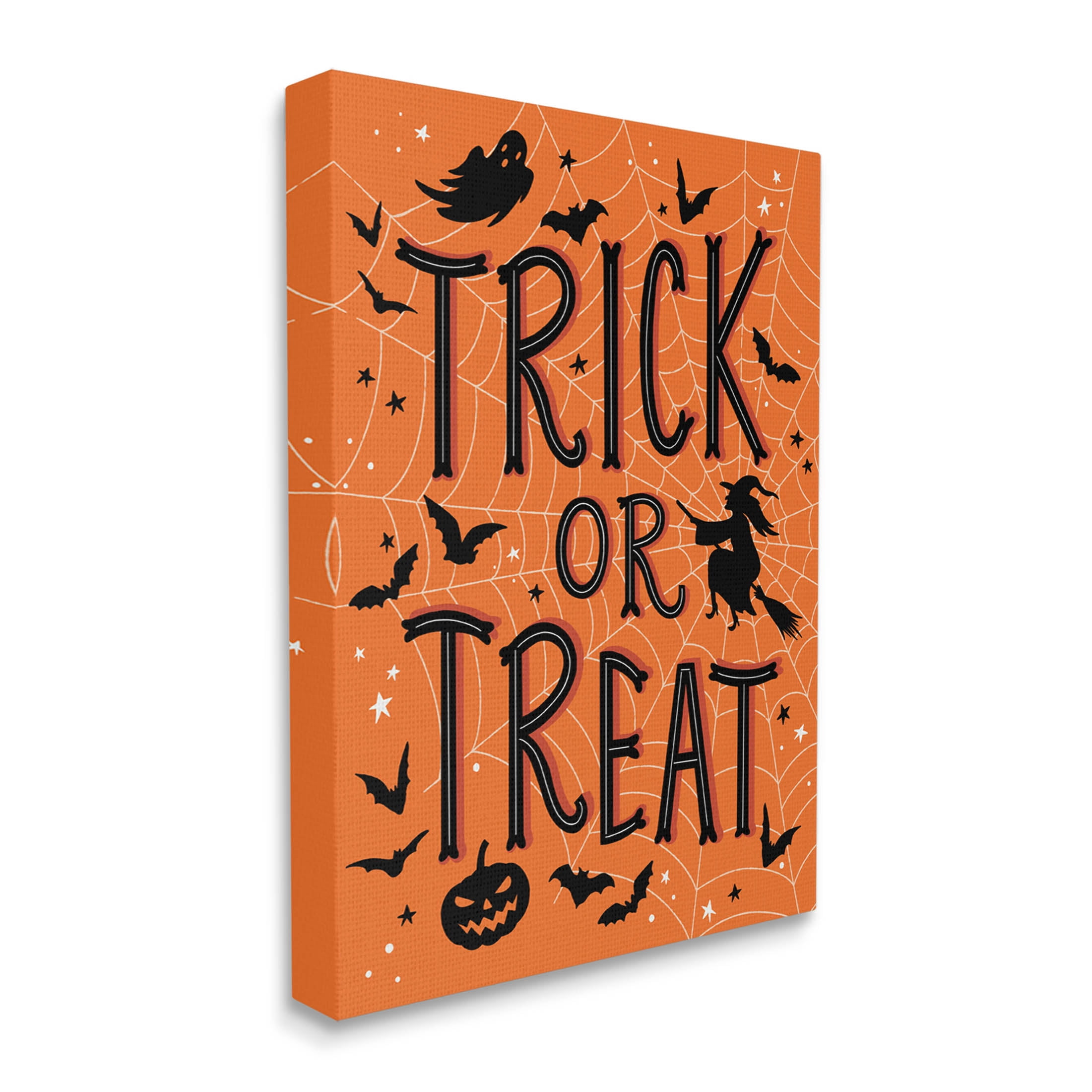Stupell Industries Trick Or Treat Spider Web Graphic Art Gallery Wrapped Canvas Print Wall Art, Design by Nina Seven