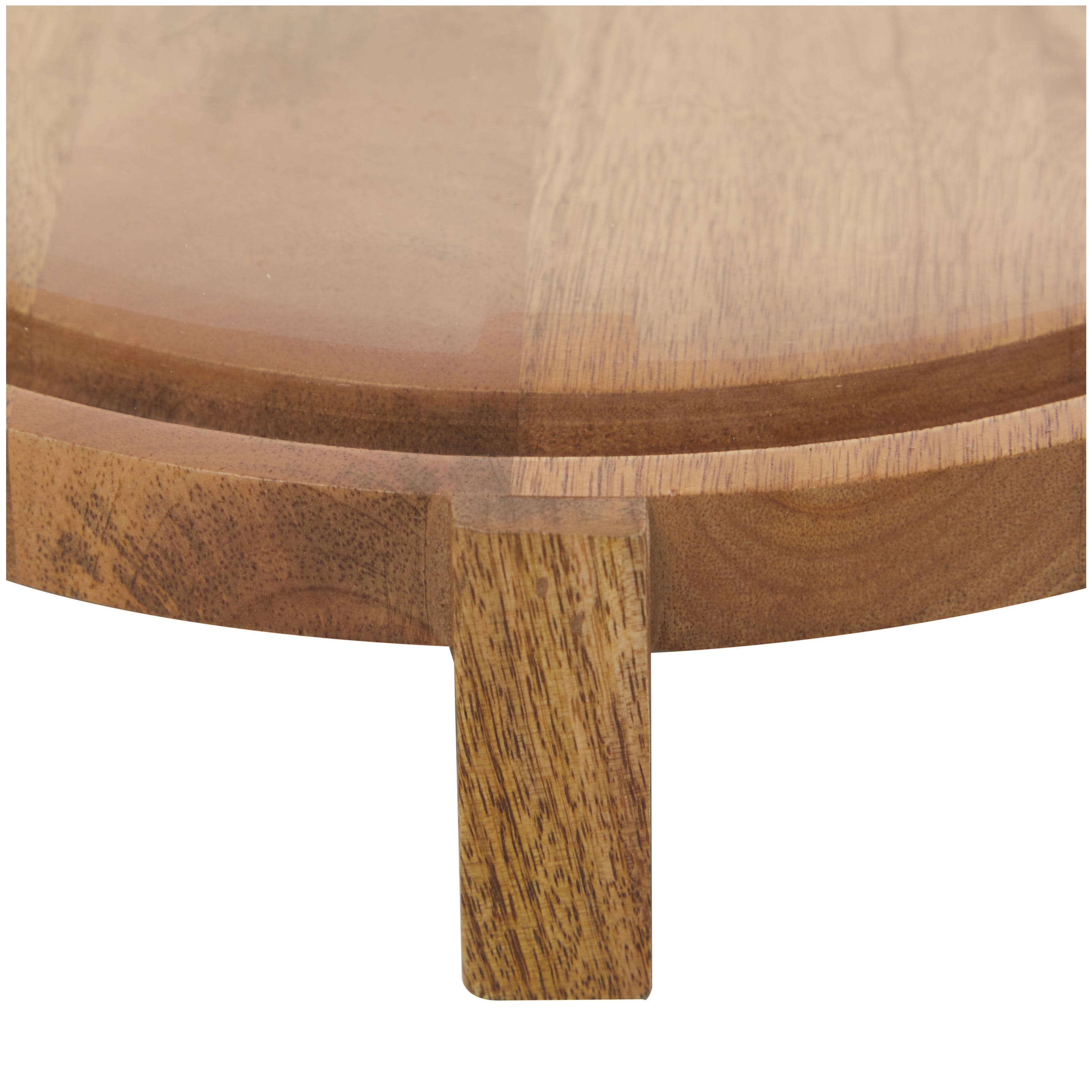 DecMode 12" x 10" Brown Mango Wood Elevated Decorative Stand with Glass Dome Cover, 1-Piece
