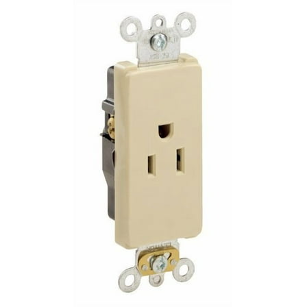 Leviton 16251-I Decora Single Receptacle Commercial Grade 5-15R 15A 125V BandS Wired - Ivory