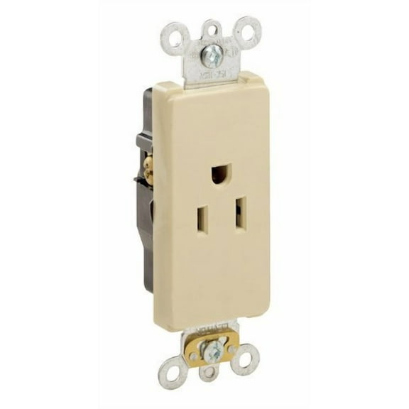 Leviton 16251-I Decora Single Receptacle Commercial Grade 5-15R 15A 125V BandS Wired - Ivory