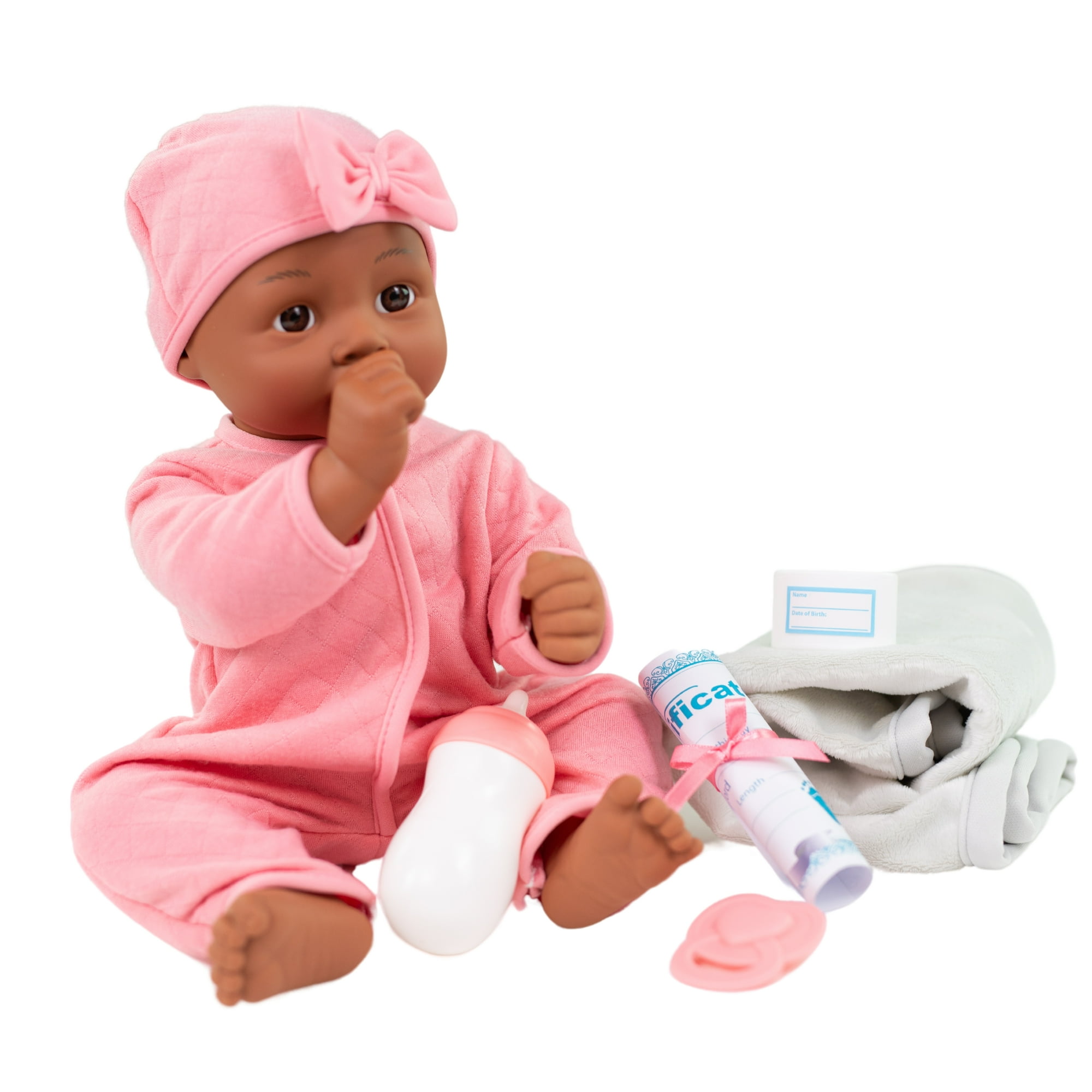 My Sweet Love Newborn Baby 14-Inch Soft Body Doll Play Set with Pink Knit Outfit, Matching Hat & Accessories, 8 Pieces