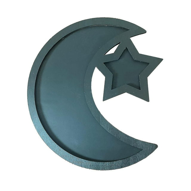 Bandeja de madera Ramadán Platos Eid Decoraciones Ramadán Vajilla para servir (1 pieza, azul)