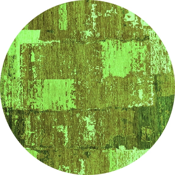 Ahgly Company Indoor Round Patchwork Green Transitional Area Rugs, 3' Round