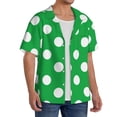 thumbnail image 2 of Vsdgher Green And White Polka Dot Men's Cuban Shirt, Hawaiian Shirts, Business Casual Button Down Shirts, Short Sleeve Shirt-3X-Large, 2 of 5