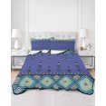 thumbnail image 2 of Full Size Quilt Bedding Set, Navy Blue Boho Reversible Summer Quilt 3 Pieces, Vintage Ethnic Tribe Abstract Art Retro Lightweight Bedspreads Coverlets with 2 Pillow Shams for All Seasons, 2 of 5