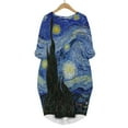 thumbnail image 2 of CLOOCL Van Gogh The Starry Night Dress 3D Printed Long Sleeve Skirts Street Wear Loose Party Dress, 2 of 4