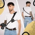 thumbnail image 6 of Coiro Leather Camera Strap for One Camera - Professional Single Leather Camera Harness for Photographers Quick Release Gear DSLR, Black - Padded, 6 of 7
