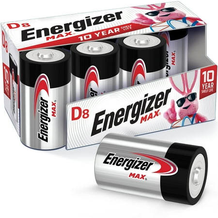 Energizer MAX D Batteries, Alkaline D Cell Batteries (8 Pack)