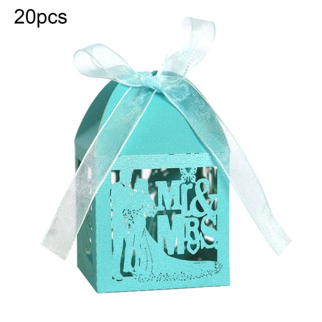 20Pcs Cutout Butterfly Candy Boxes Mr Mrs Wedding Party Favor Chocolate Case Candy Box Mr & Mrs Pattern Hollow Party Favor Chocolate Box Butterfly Design