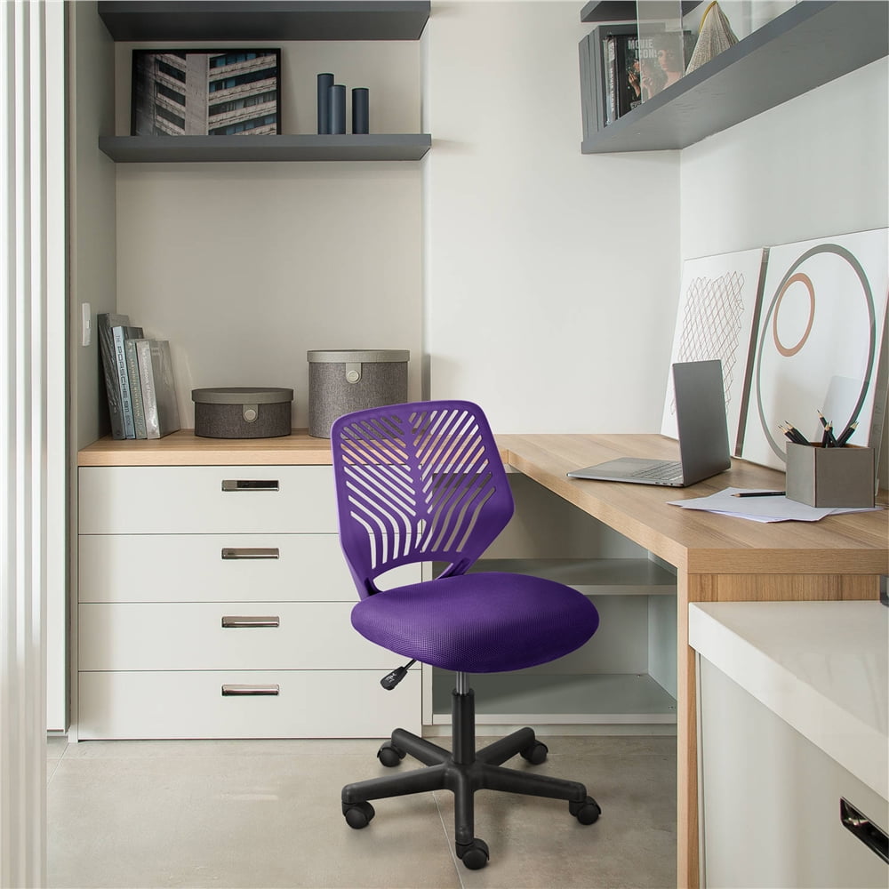 Alden Design Adjustable Armless Mid Back Office Chair, Set of 2, Purple