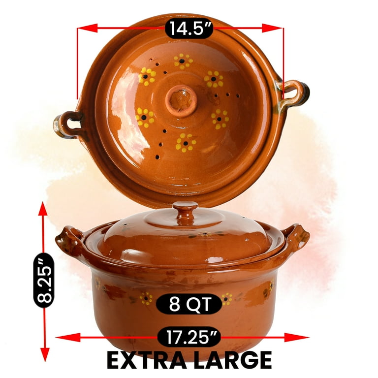 NATURAL TERRA COTTA Clay PRESSURE COOKER Teracotta with Glass Lid 3 LITER