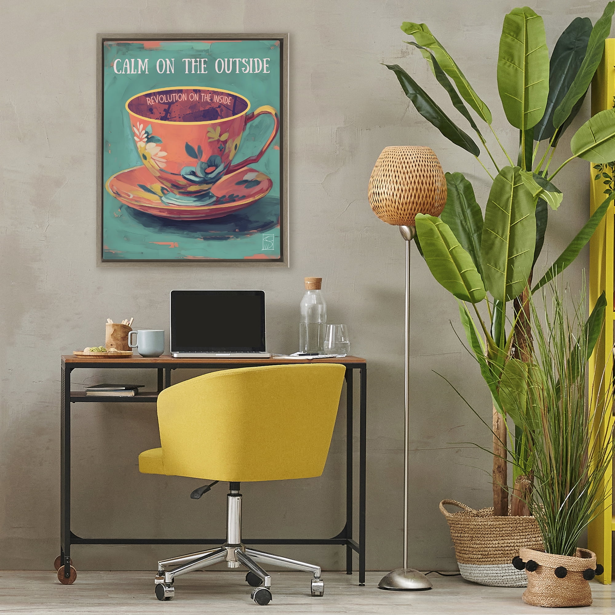 Stupell Industries Revolution On The Inside Brown Framed Floater Canvas Wall Art, design by Sara Culpepper
