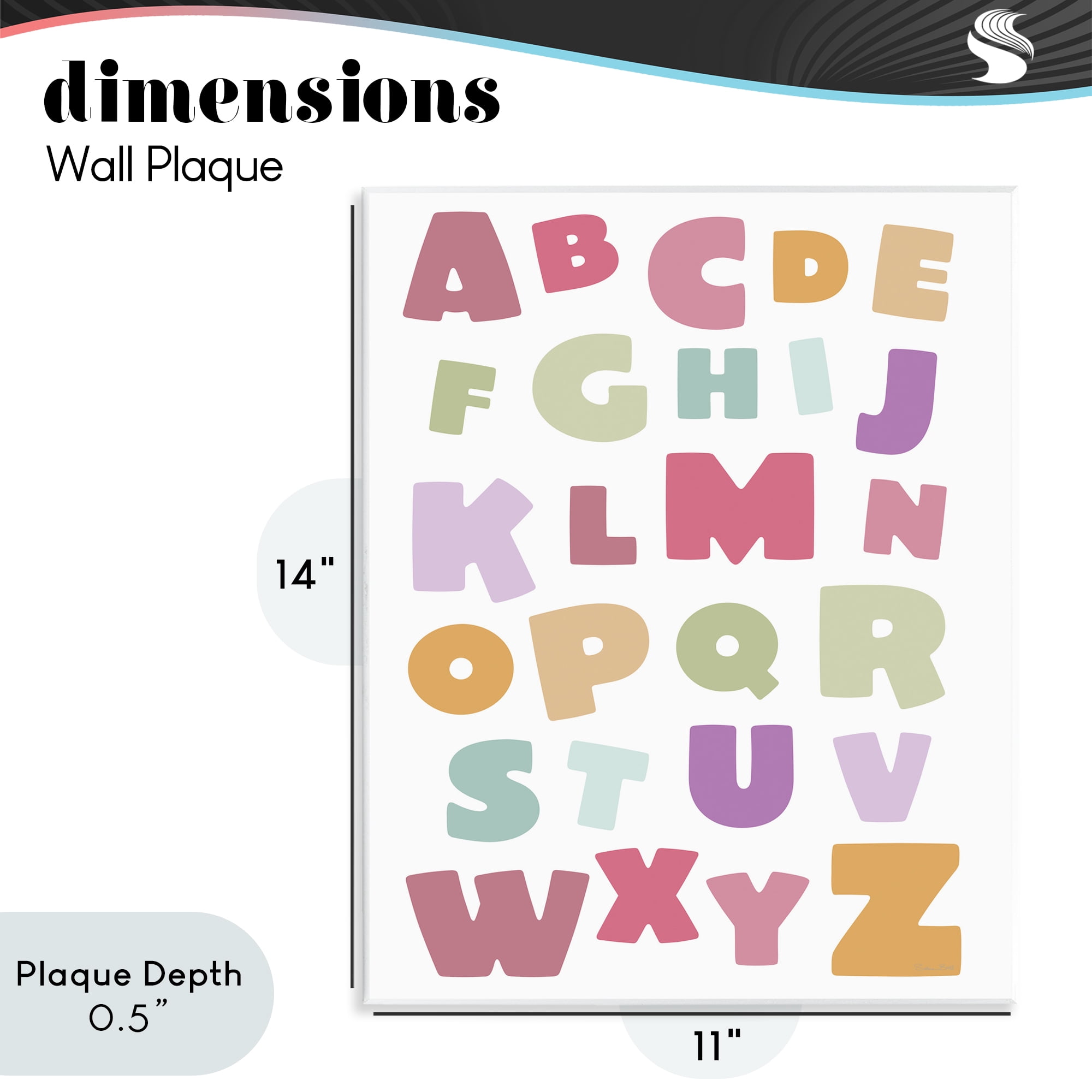 Stupell Industries Muted Alphabet Letters Wall Plaque Art, design by Susan Ball
