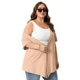 thumbnail image 4 of PINKSIR Women's Plus Size Short Sleeve Cardigan Lightweight Breathable Summer Open Front with Pockets Light Khaki 2X, 4 of 8