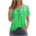 thumbnail image 1 of Camisetas de Cuello Redondo Impreso Gradiente de las Mujeres, Manga Corta Casual Top para el Uso Diario, 1 of 7