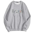 thumbnail image 4 of Arlun Crewneck Sweatshirts Womens Trendy Floral Printed Soft Comfortable Long Sleeve Hoodless Tops 2025 Fall Winter Baggy Drop Shoulder Pullovers Light Gray M, 4 of 4