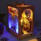 thumbnail image 3 of Kit de rincón de libros DIY de Ghojet, soporte de libros de madera 3D, rompecabezas con rincón de libros luminoso LED, kit de casa de muñecas, rincón de libros en miniatura de madera creativo, kits, 3 of 8