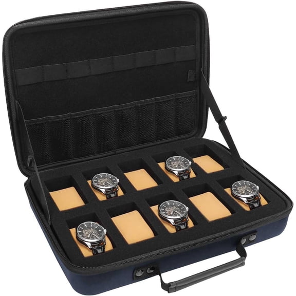 MOSISO Watch Box 10 Slots Watch Display Organizer Storage Case for Men with Handle Fits up to 45mm