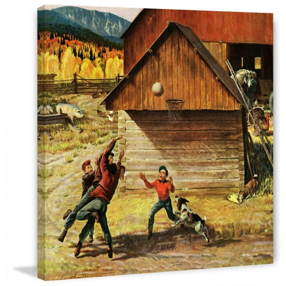 Marmont Hill Ranch Basketball by John Clymer Painting Print on Canvas