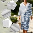 thumbnail image 5 of COEQINE Loose Fit Dress for Women, 2026 Spring Summer Oriental Oversized Long Sleeve V Neck Maternity Dress, Comfortable Wrinkle-Free Elegant Sundress, Size 3XL, Blue White Fish Wave, 5 of 6