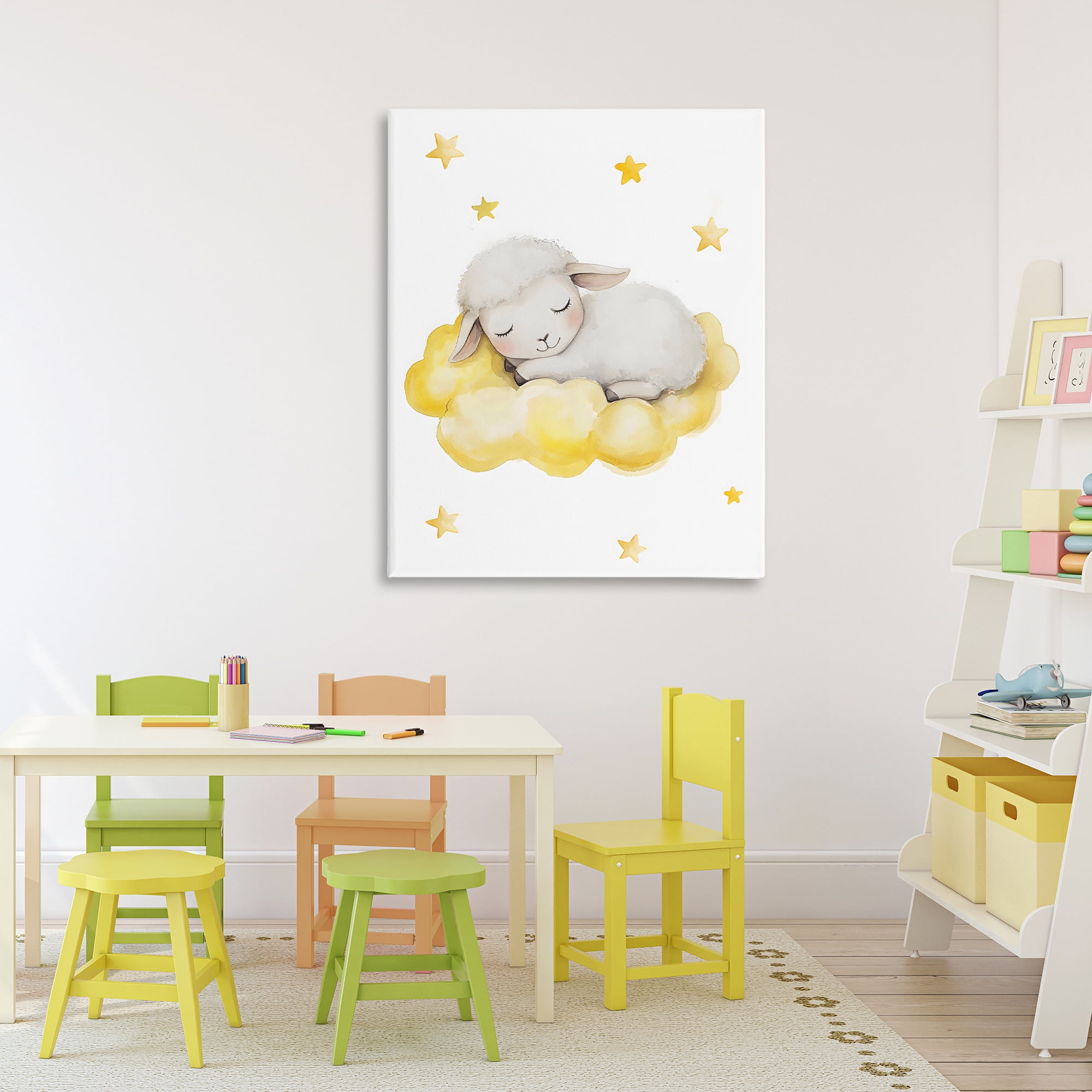 Stupell Industries Sleeping Sheep on Yellow Cloud Canvas Wall Art, design by LSR Design Studio