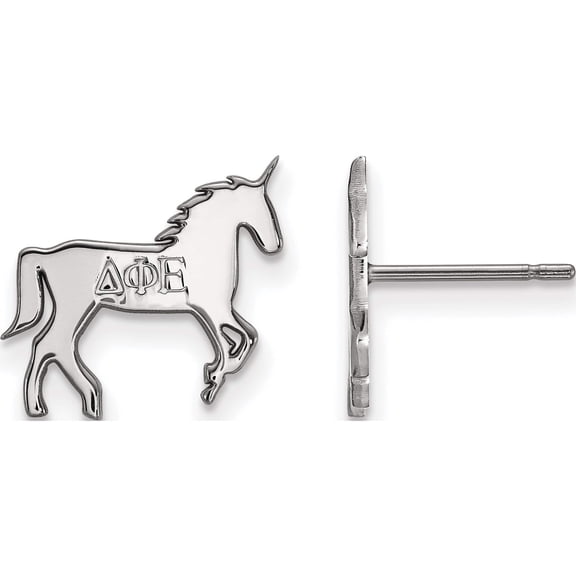 Sterling Silver Rh-Plated Logoart Delta Phi Epsilon Xs Post Earrings (12 X 14) Made In United States ss038dph