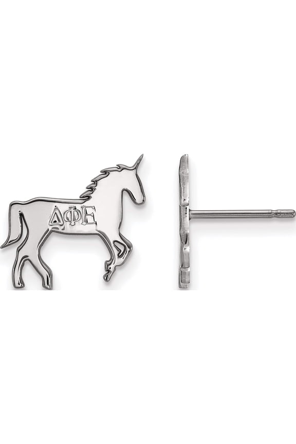 Sterling Silver Rh-Plated Logoart Delta Phi Epsilon Xs Post Earrings (12 X 14) Made In United States ss038dph