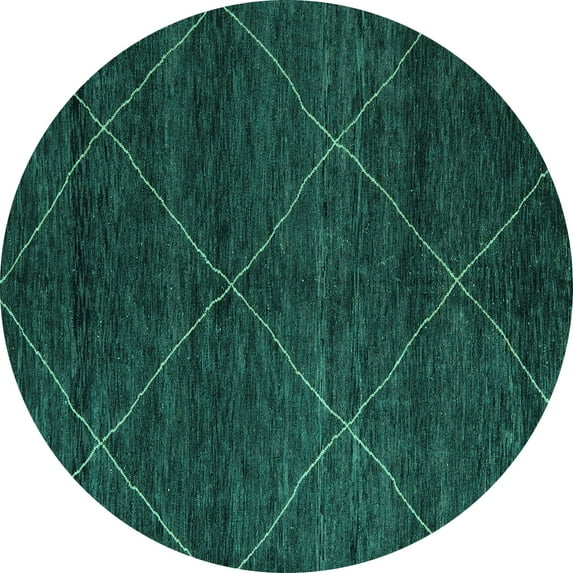 Ahgly Company Indoor Round Abstract Turquoise Blue Modern Area Rugs, 3' Round
