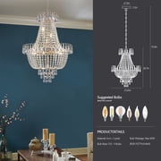 Crystal Chandelier French Empire Pendant Flushmount Ceiling 10 Light Modern Lighting Fixture for Bedroom Hallway Bar Kitchen Bathroom, H28.7 x W21.7, Silver, E12 Base