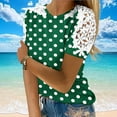thumbnail image 3 of Hvot&aat Women Casual Polka Dots T-shirt Crew Neck Hollow Out Floral Lace Short Sleeve Slim Fit Trendy Ladies Clothes, 3 of 6