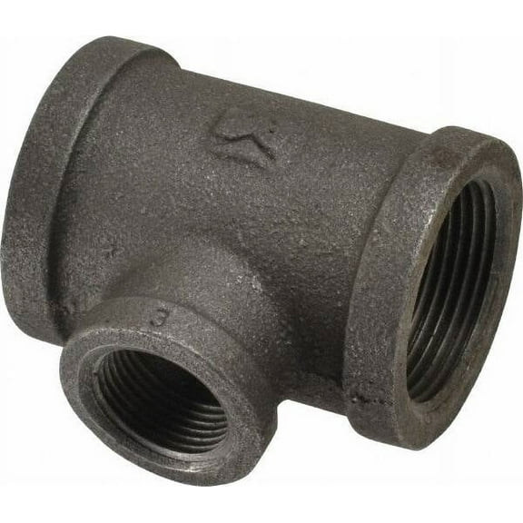 Size 1-1/4 x 3/4", Class 150, Malleable Iron Black Pipe Reducing Tee