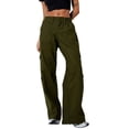 thumbnail image 1 of Liacowi Women Juniors Casual Baggy Cargo Pants Wide Leg Trousers Loose Oversized Hippie Punk Sweatpants Joggers Streetwear with Multiple Pocket, 1 of 6