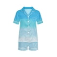 thumbnail image 2 of Pantalons de Pyjama pour Femmes, Hauts à Manches Courtes pour Femmes, Blouse Décontractée pour Enfants Col Rabattu Manches Courtes Mode Ensemble de Pyjama, 2 of 5