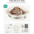 thumbnail image 7 of Tote Bag for Women, Foldable Tote Bag With Zipper Travel Large Shoulder Bag Handbag for Work-16.5''l X 6''wx 14''h, 7 of 7