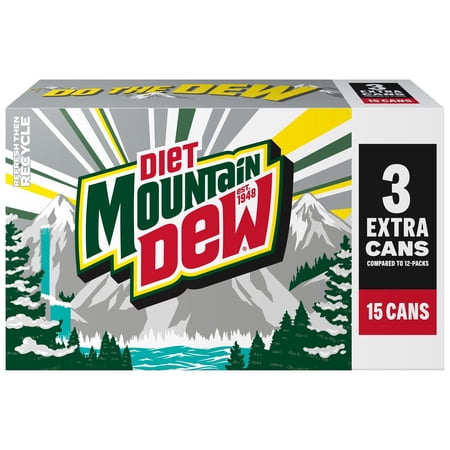 Diet Mountain Dew Citrus Soda Pop, 12 oz, 15 Pack Cans