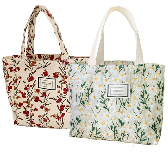 Bolso de mano Kovewon pequeño de lona bordada con forma de margarita para mujer