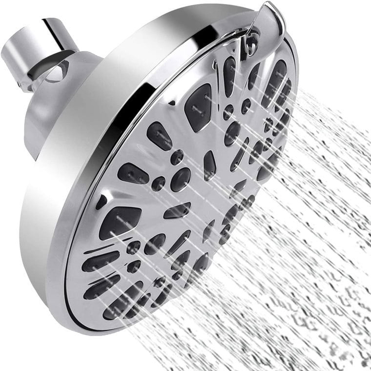 YOO.MEE High Pressure Fixed Shower Head In Brushed Nickel – Wall Mount Showerhead With 3 Spray Functions For Low Water Pressure