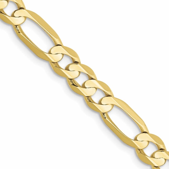 10K Yellow Gold 5.5mm Concave Open Figaro Chain (24 X 5.5) Made In South Africa 10lf140-24