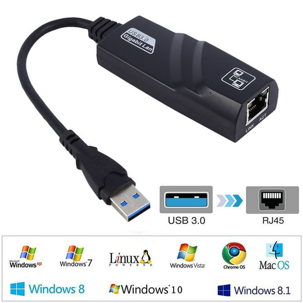 Adaptateur Réseau USB 3.0 pour Gigabit Ethernet RJ45 LAN 1000Mbps